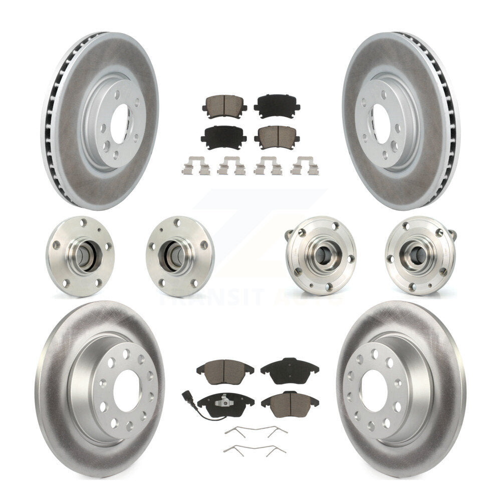 Hub Bearing Coated Disc Brake Rotor Pads Front Rear Kit (10Pc) For Volkswagen CC