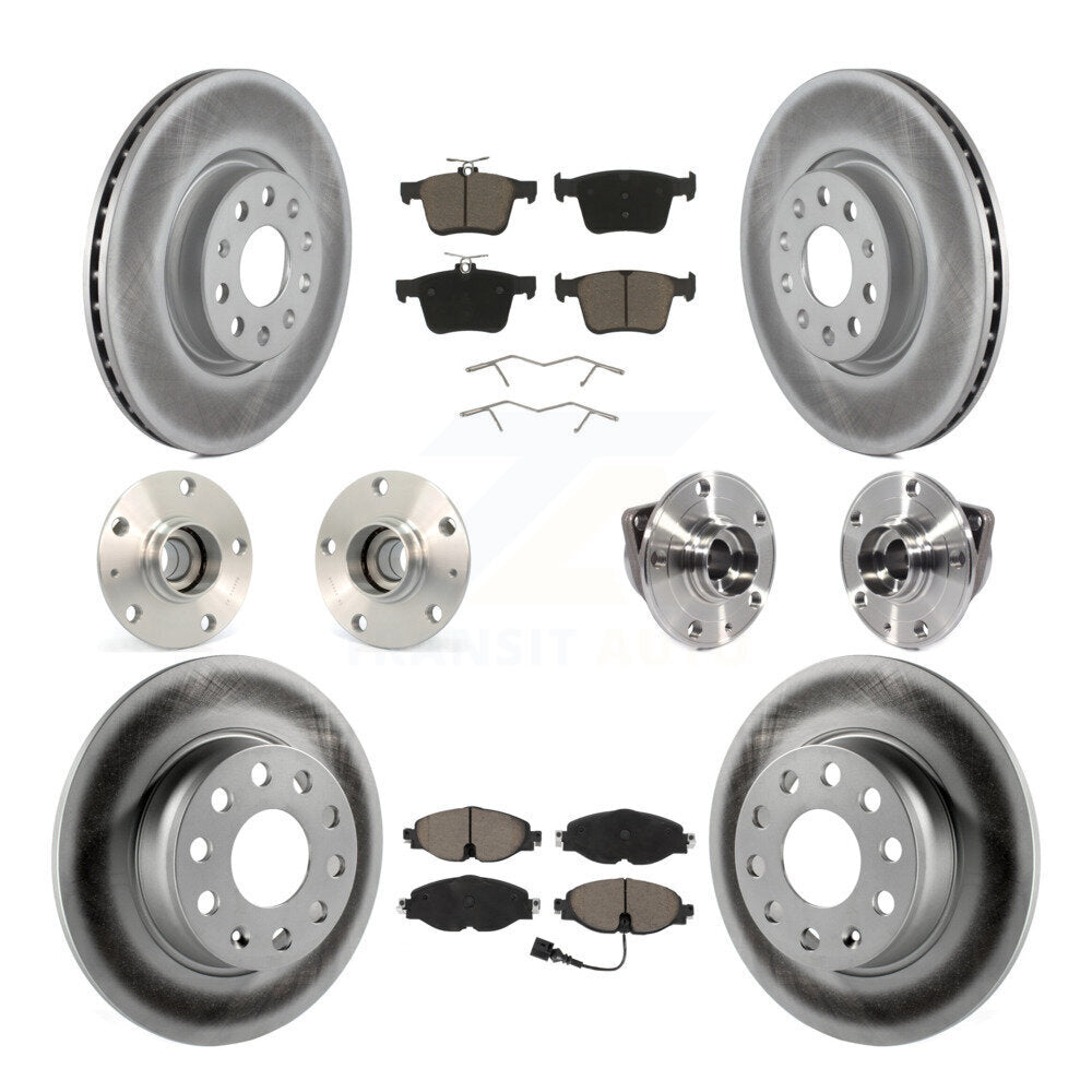 Hub Bearing Coated Brake Rotor & Pad Front Rear Kit (10Pc) For Audi A3 Sportback