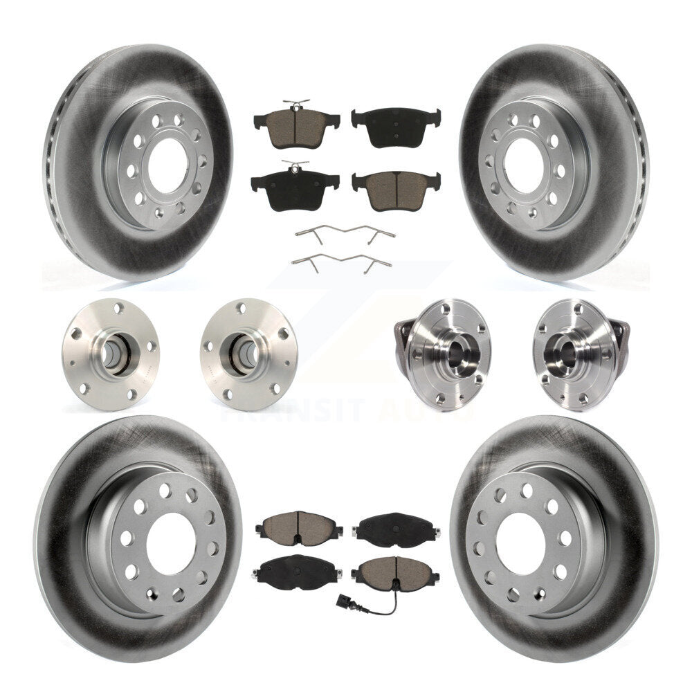 Hub Bearing Coated Brake Rotor & Pad Front Rear Kit (10Pc) For 2016 Audi A3 2.0L