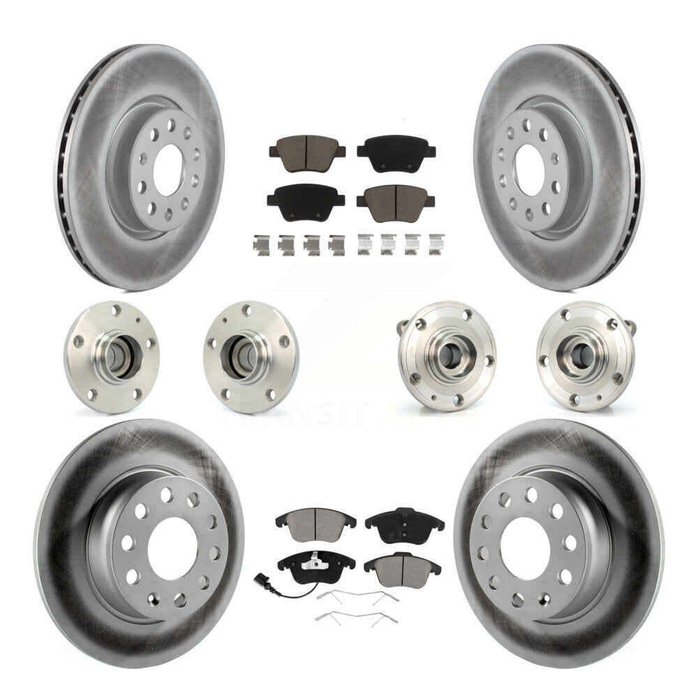 Hub Bearing Coated Brake Rotor & Pad Front Rear Kit (10Pc) For Volkswagen Passat