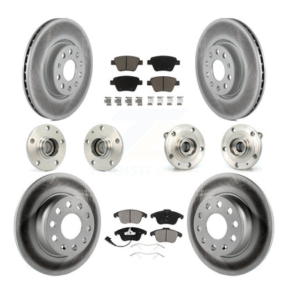 Hub Bearing Coated Brake Rotor & Pad Front Rear Kit (10Pc) For Volkswagen Passat