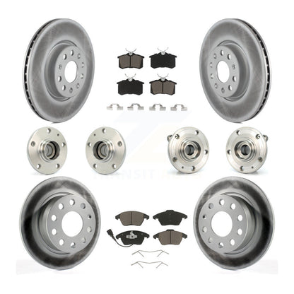 Hub Bearing Coated Brake Rotor & Pads Front Rear Kit (10Pc) For Volkswagen Jetta