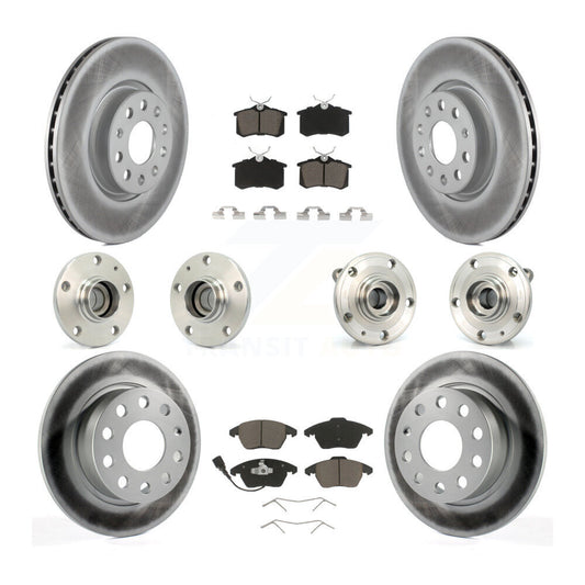 Hub Bearing Coated Brake Rotor & Pads Front Rear Kit (10Pc) For Volkswagen Jetta
