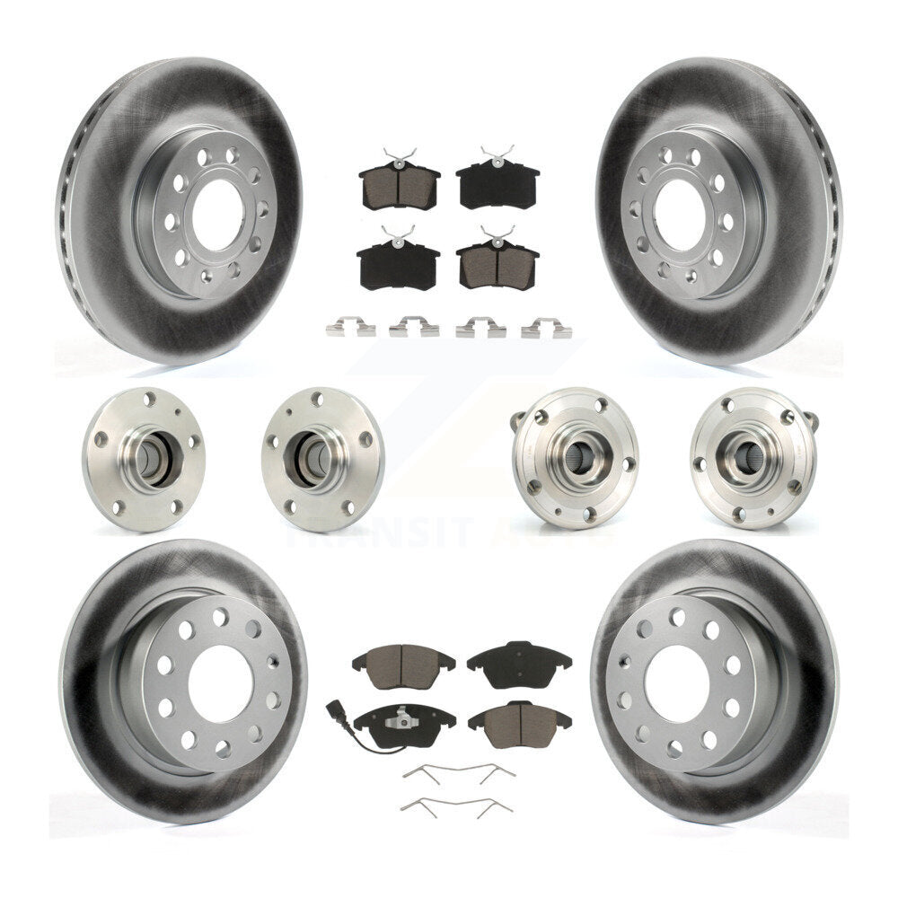 Hub Bearing Coated Brake Rotor & Pads Front Rear Kit (10Pc) For Volkswagen Jetta