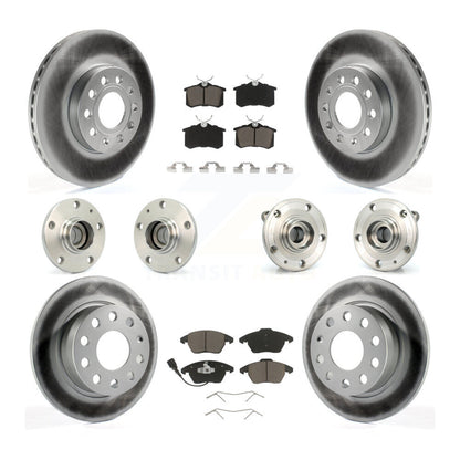 Hub Bearing Coated Brake Rotor & Pads Front Rear Kit (10Pc) For Volkswagen Jetta