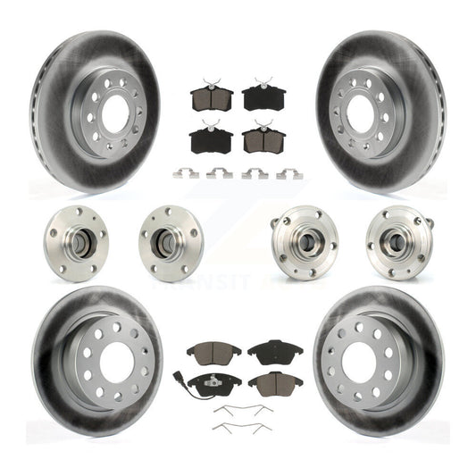 Hub Bearing Coated Brake Rotor & Pads Front Rear Kit (10Pc) For Volkswagen Jetta