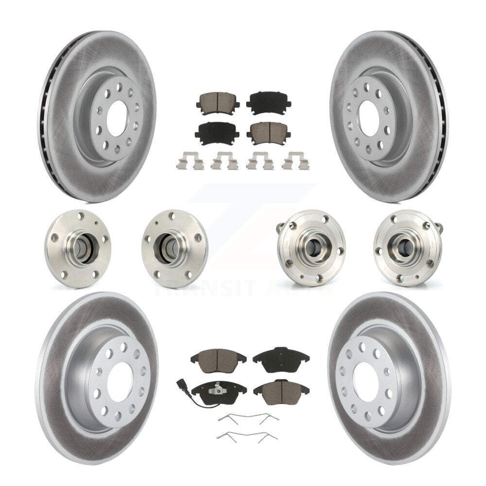 Hub Bearing Coat Brake Rotor Pad Front Rear Kit (10Pc) For Volkswagen Passat Eos