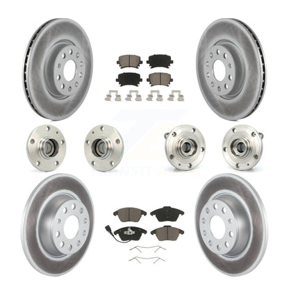 Hub Bearing Coat Brake Rotor Pad Front Rear Kit (10Pc) For Volkswagen Passat Eos