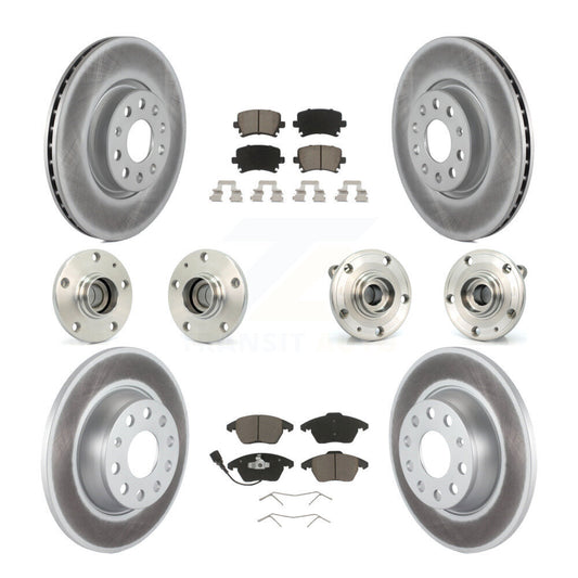 Hub Bearing Coat Brake Rotor Pad Front Rear Kit (10Pc) For Volkswagen Passat Eos
