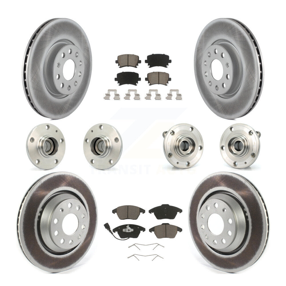 Hub Bearing Coat Brake Rotor Pads Front Rear Kit (10Pc) For Volkswagen Passat CC