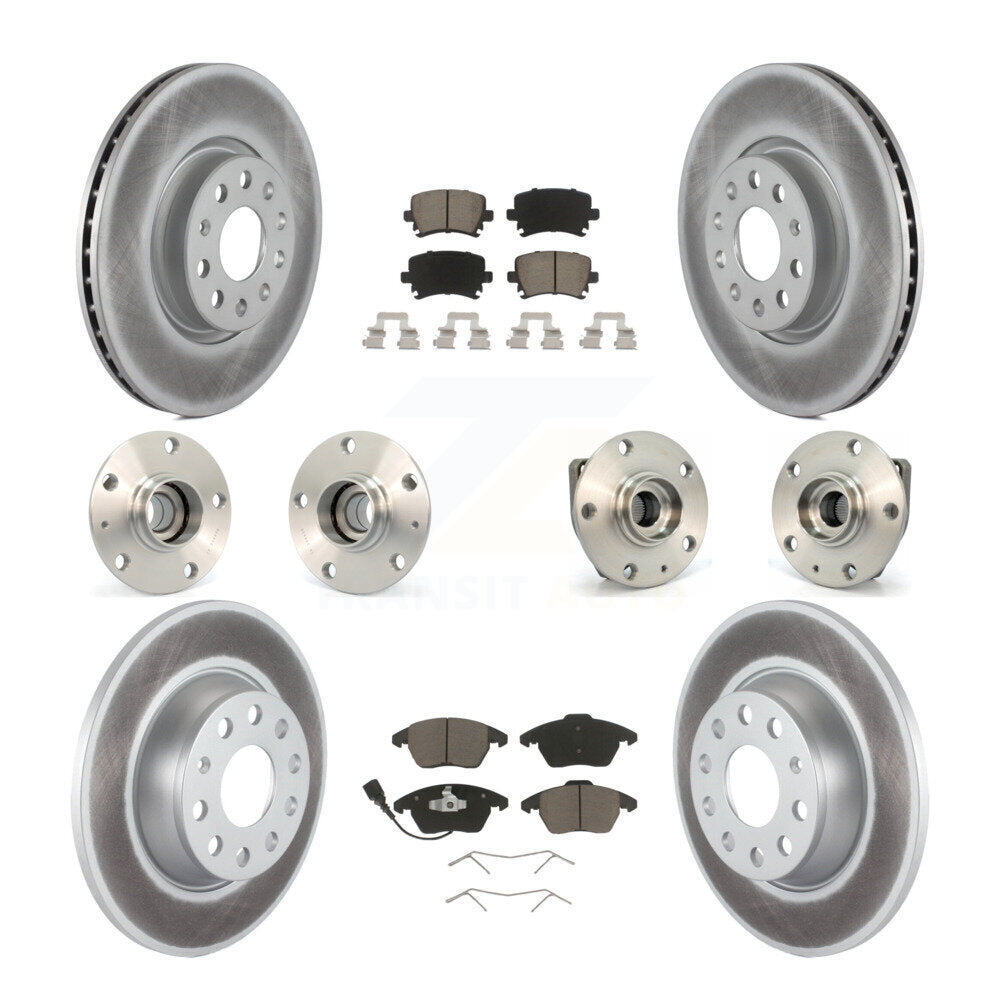 Hub Bearing Coated Disc Brake Rotor Pad Front Rear Kit (10Pc) For Volkswagen GTI