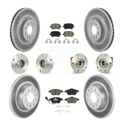 Hub Bearing Coated Disc Brake Rotor Pad Front Rear Kit (10Pc) For Volkswagen GTI