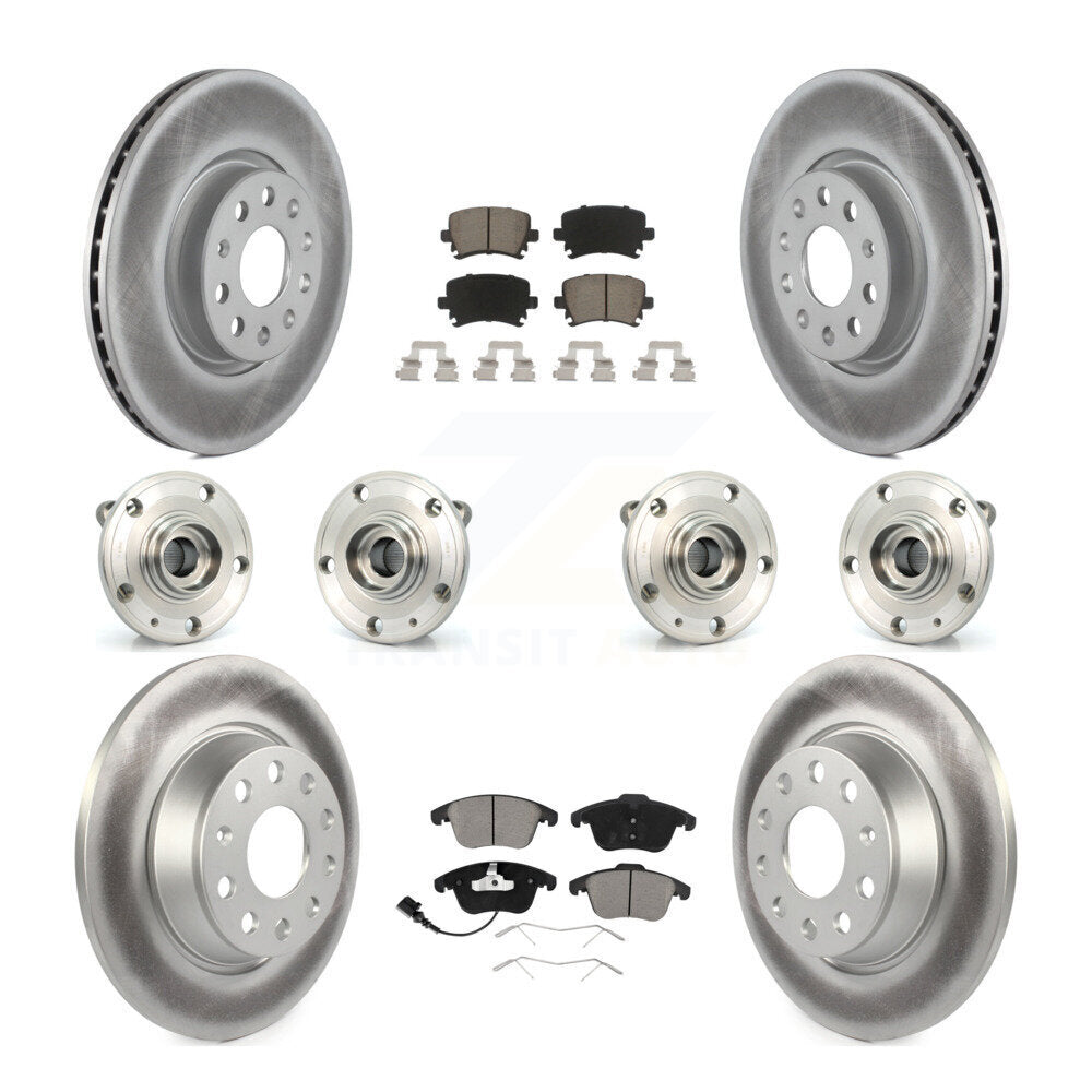 Hub Bearing Coat Brake Rotor Pads Front Rear Kit (10Pc) For Volkswagen Tiguan Q3