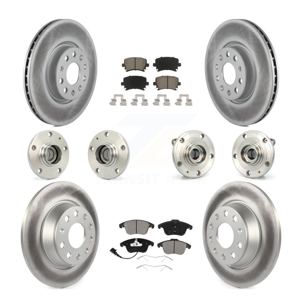 Hub Bearing Coat Brake Rotor Pads Front Rear Kit (10Pc) For Volkswagen Tiguan Q3