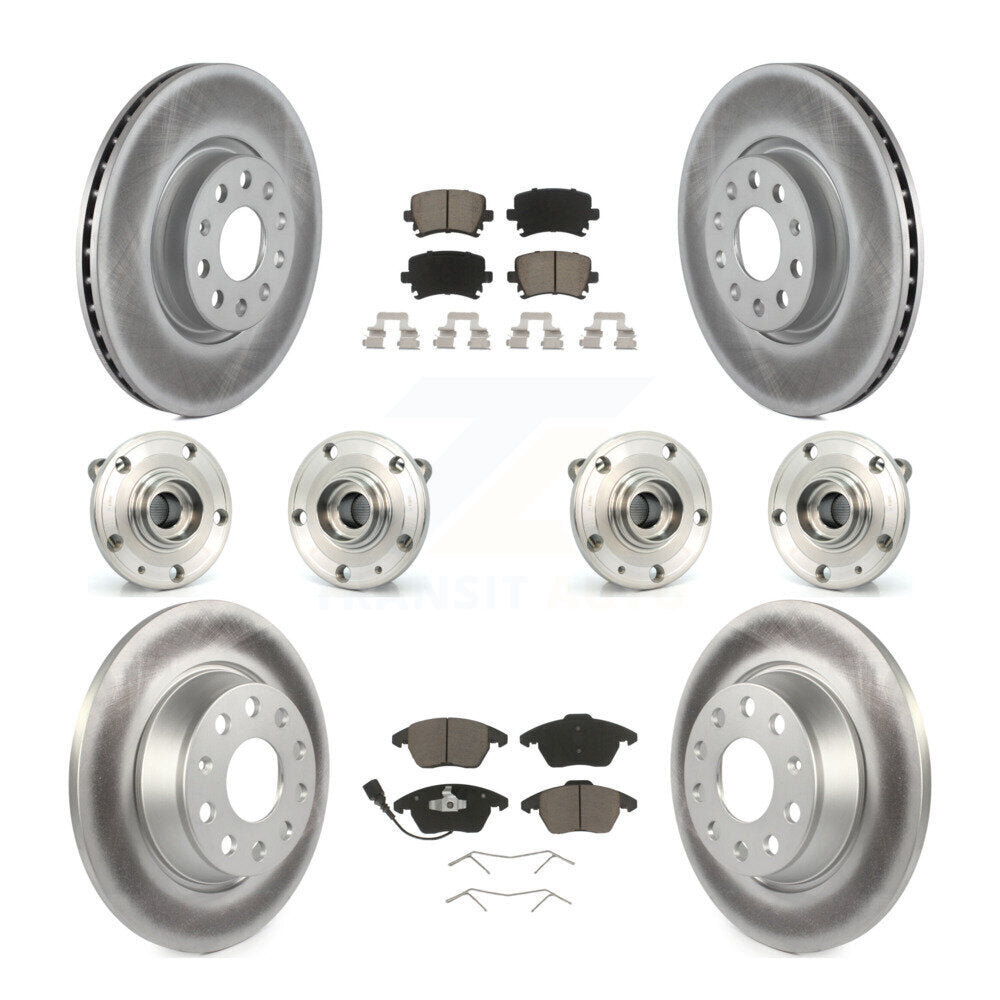 Hub Bearing Coat Brake Rotor Pads Front Rear Kit (10Pc) For Volkswagen Passat CC