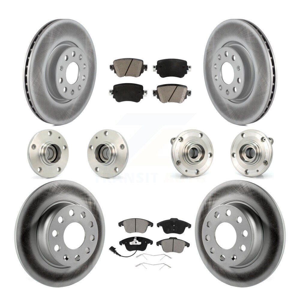 Hub Bearing Coated Brake Rotor & Pad Front Rear Kit (10Pc) For Volkswagen Passat
