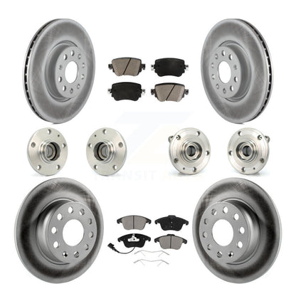 Hub Bearing Coated Brake Rotor & Pad Front Rear Kit (10Pc) For Volkswagen Passat