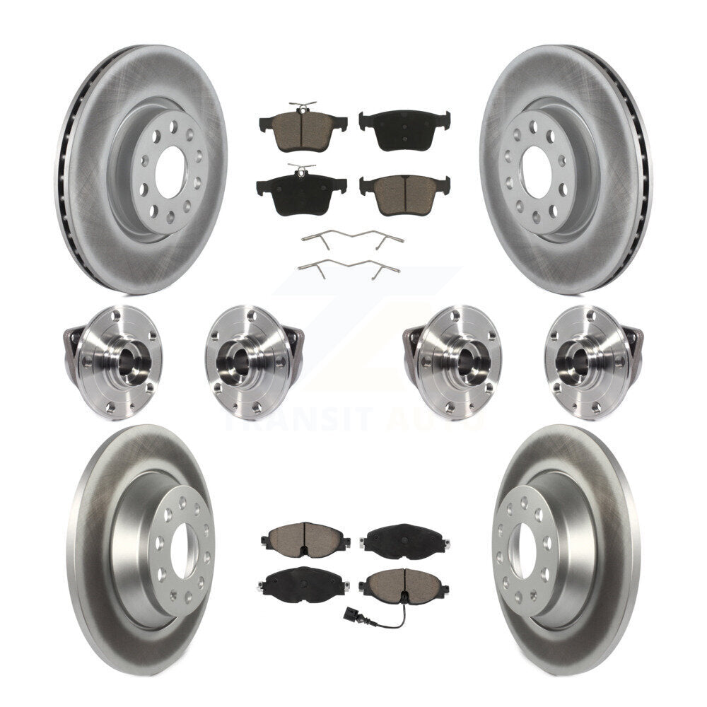 Hub Bearing Coated Brake Rotor And Pad Front Rear Kit (10Pc) For Audi TT Quattro