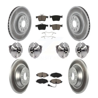 Hub Bearing Coated Brake Rotor And Pad Front Rear Kit (10Pc) For Audi TT Quattro