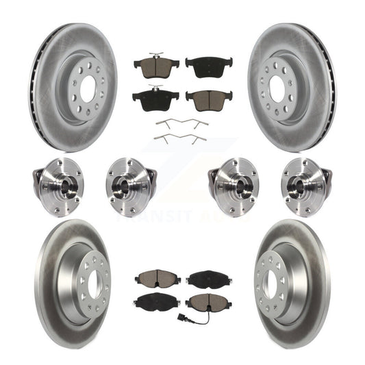 Hub Bearing Coated Brake Rotor And Pad Front Rear Kit (10Pc) For Audi TT Quattro