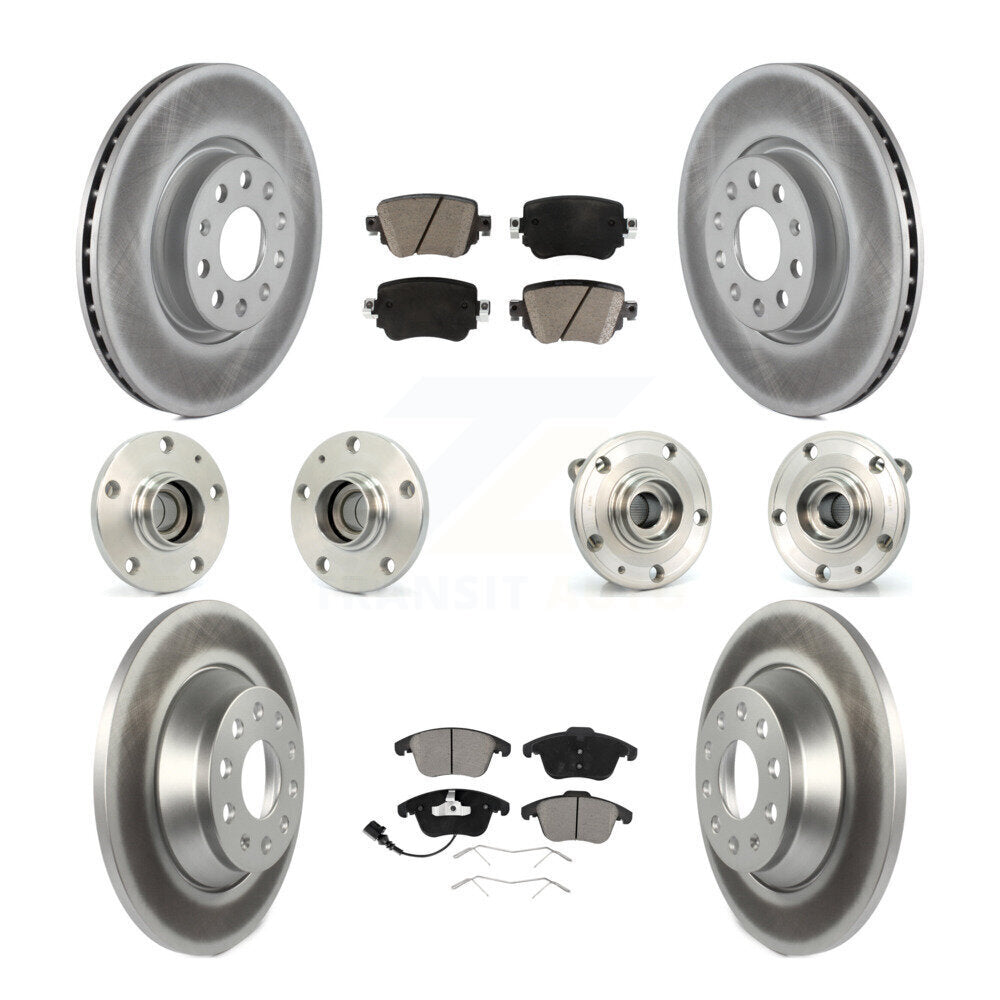 Hub Bearing Coated Brake Rotor & Pad Front Rear Kit (10Pc) For 2016-2018 Audi Q3
