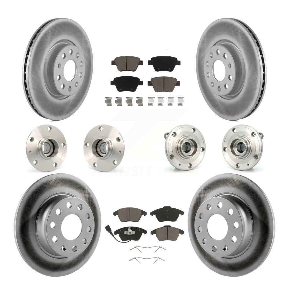 Hub Bearing Coated Disc Brake Rotor Pad Front Rear Kit (10Pc) For Volkswagen GTI