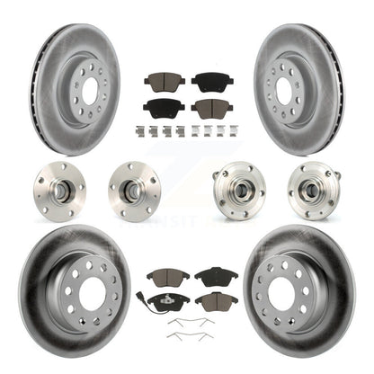 Hub Bearing Coated Disc Brake Rotor Pad Front Rear Kit (10Pc) For Volkswagen GTI
