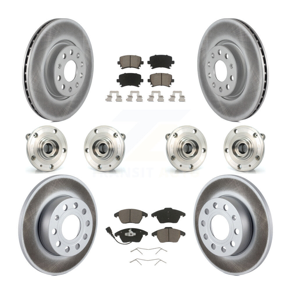 Hub Bearing Coated Brake Rotor And Pad Front Rear Kit (10Pc) For Audi A3 Quattro
