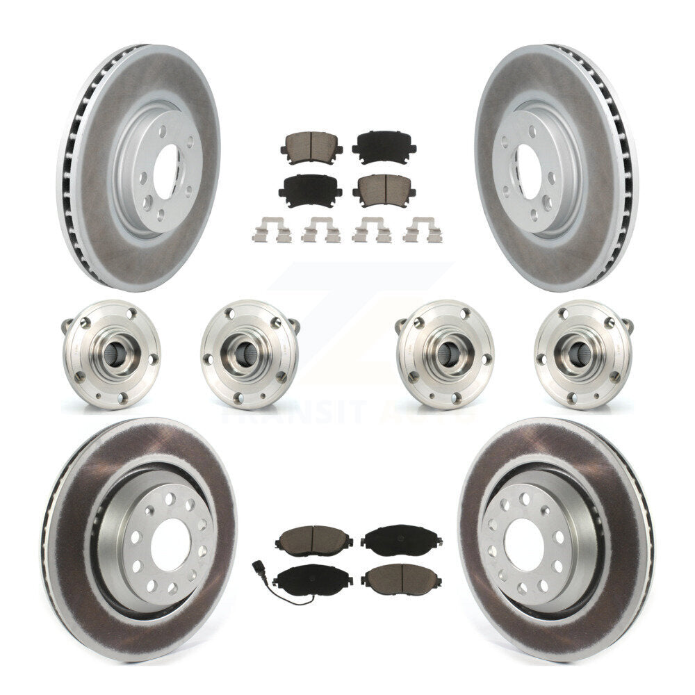 Hub Bearing Coated Brake Rotor & Pad Front Rear Kit (10Pc) For Volkswagen CC AWD
