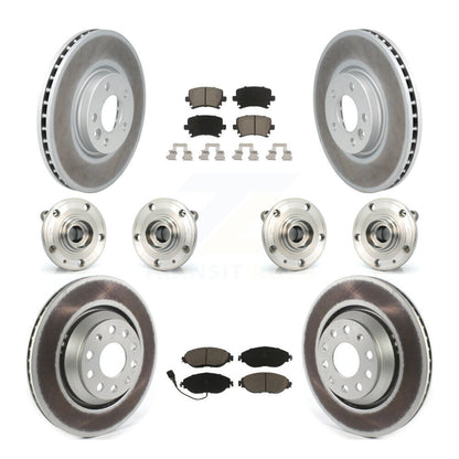 Hub Bearing Coated Brake Rotor & Pad Front Rear Kit (10Pc) For Volkswagen CC AWD