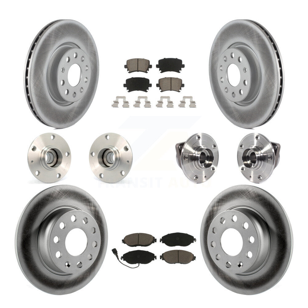 Hub Bearing Coated Disc Brake Rotor Pad Front Rear Kit (10Pc) For Volkswagen GTI