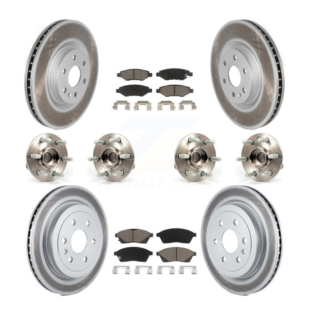 Hub Bearing Coated Brake Rotor & Pad Front Rear Kit (10Pc) For Cadillac SRX Saab