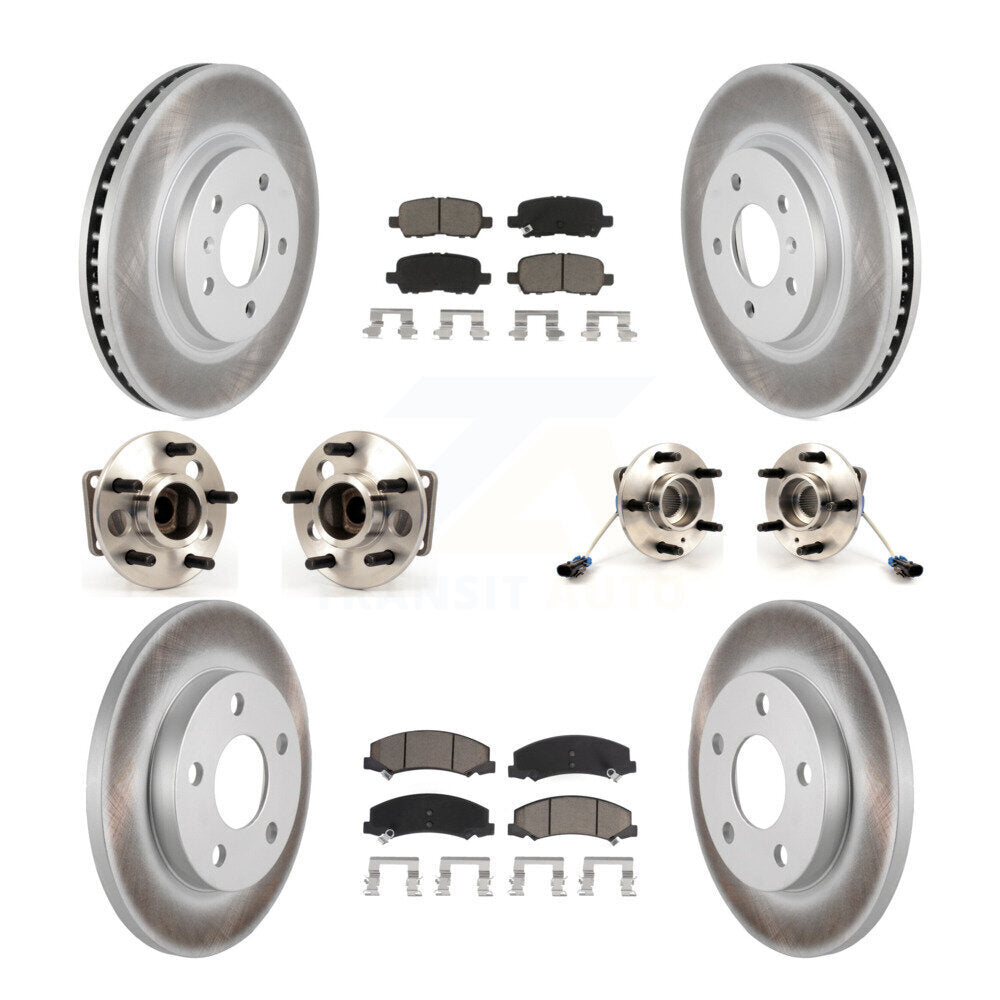 Hub Bearing Coated Brake Rotor & Pads Front Rear Kit (10Pc) For Chevrolet Impala
