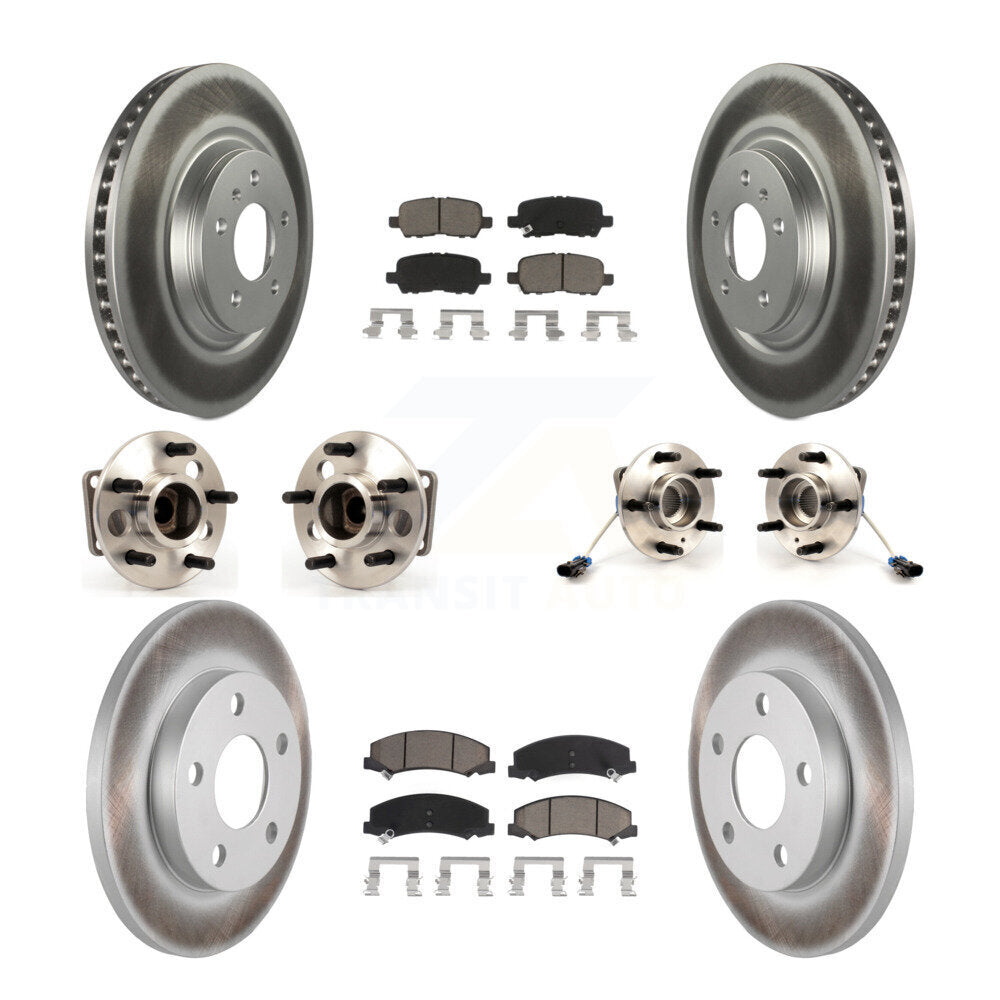 Hub Bearing Coated Brake Rotor & Pads Front Rear Kit (10Pc) For Chevrolet Impala
