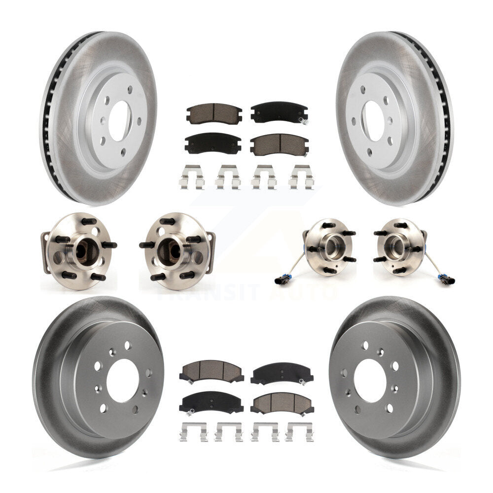 Hub Bearing Coated Brake Rotor & Pads Front Rear Kit (10Pc) For Chevrolet Impala