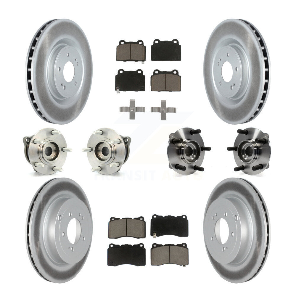 Hub Bearing Coated Brake Rotor & Pad Front Rear Kit (10Pc) For Mitsubishi Lancer