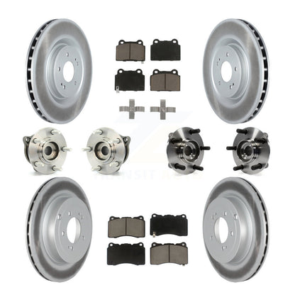 Hub Bearing Coated Brake Rotor & Pad Front Rear Kit (10Pc) For Mitsubishi Lancer