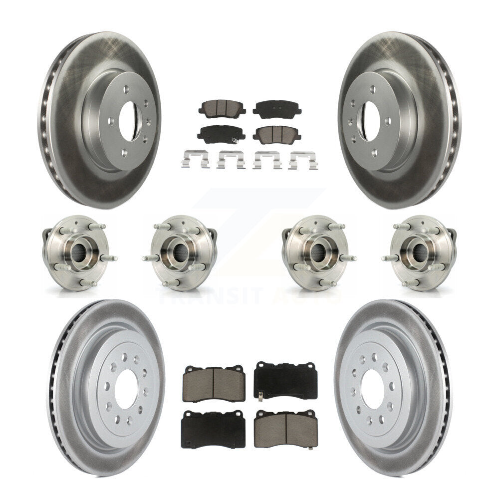 Hub Bearing Coated Brake Rotor & Pads Front Rear Kit (10Pc) For Cadillac ATS AWD