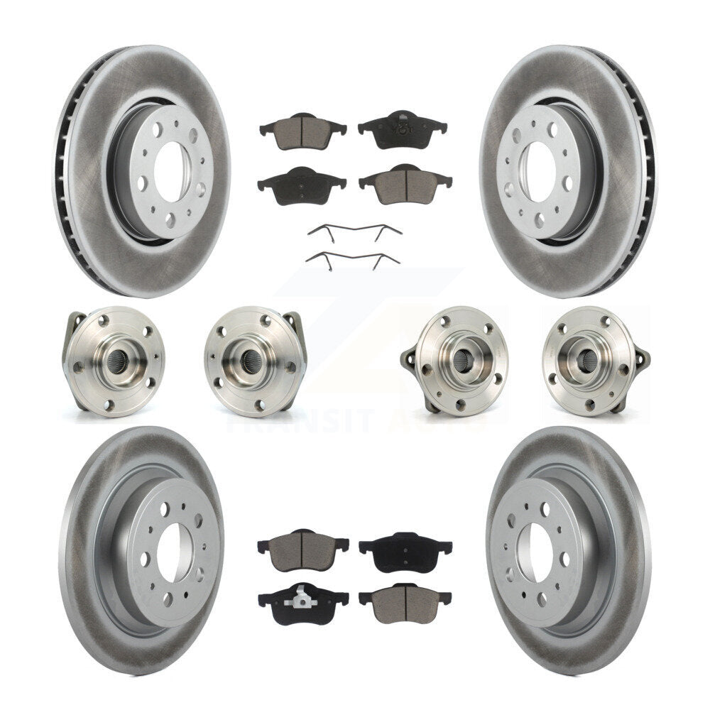 Hub Bearing Coated Brake Rotor Pads Front Rear Kit (10Pc) For Volvo S60 XC70 V70