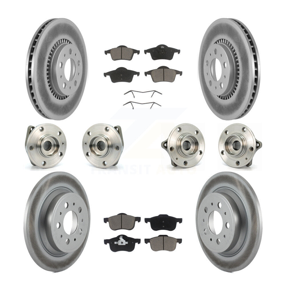 Hub Bearing Coated Brake Rotor Pads Front Rear Kit (10Pc) For Volvo S60 XC70 V70