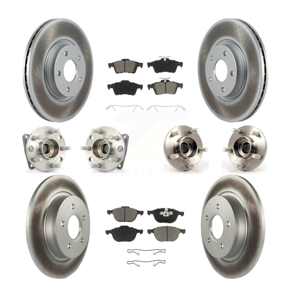 Hub Bearing Coated Brake Rotor & Pad Front Rear Kit (10Pc) For Volvo S40 V50 AWD
