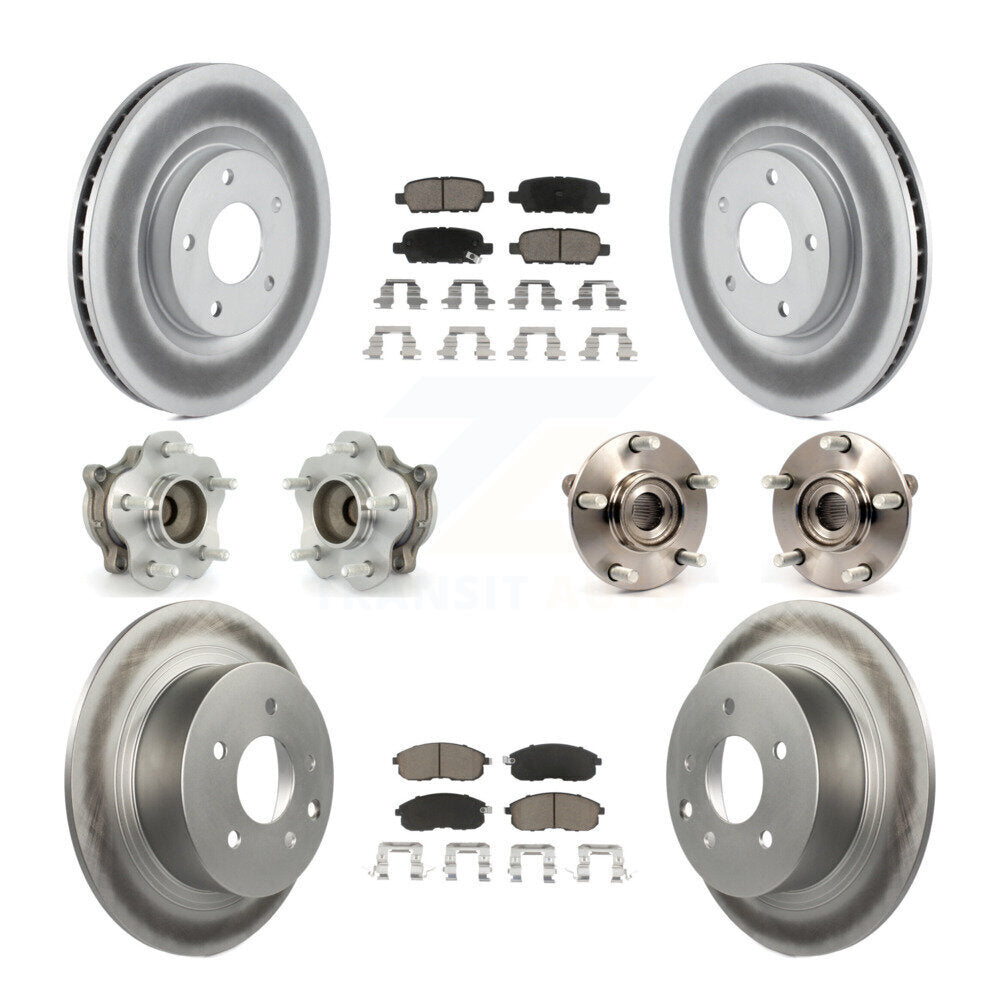 Hub Bearing Coated Disc Brake Rotor Pads Front Rear Kit (10Pc) For Nissan Sentra