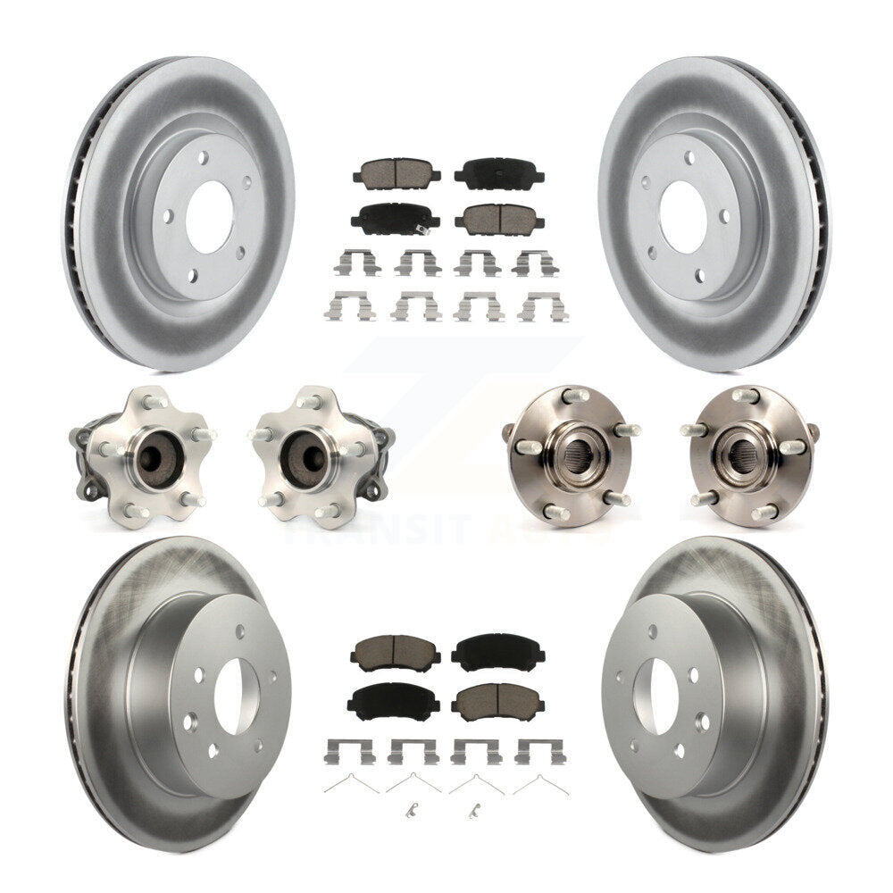 Hub Bearing Coated Brake Rotor Pad Front Rear Kit (10Pc) For Nissan Rogue Select