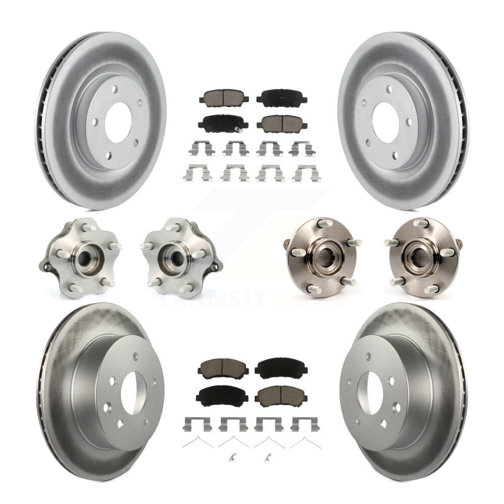 Hub Bearing Coated Brake Rotor & Pads Front Rear Kit (10Pc) For Nissan Rogue AWD
