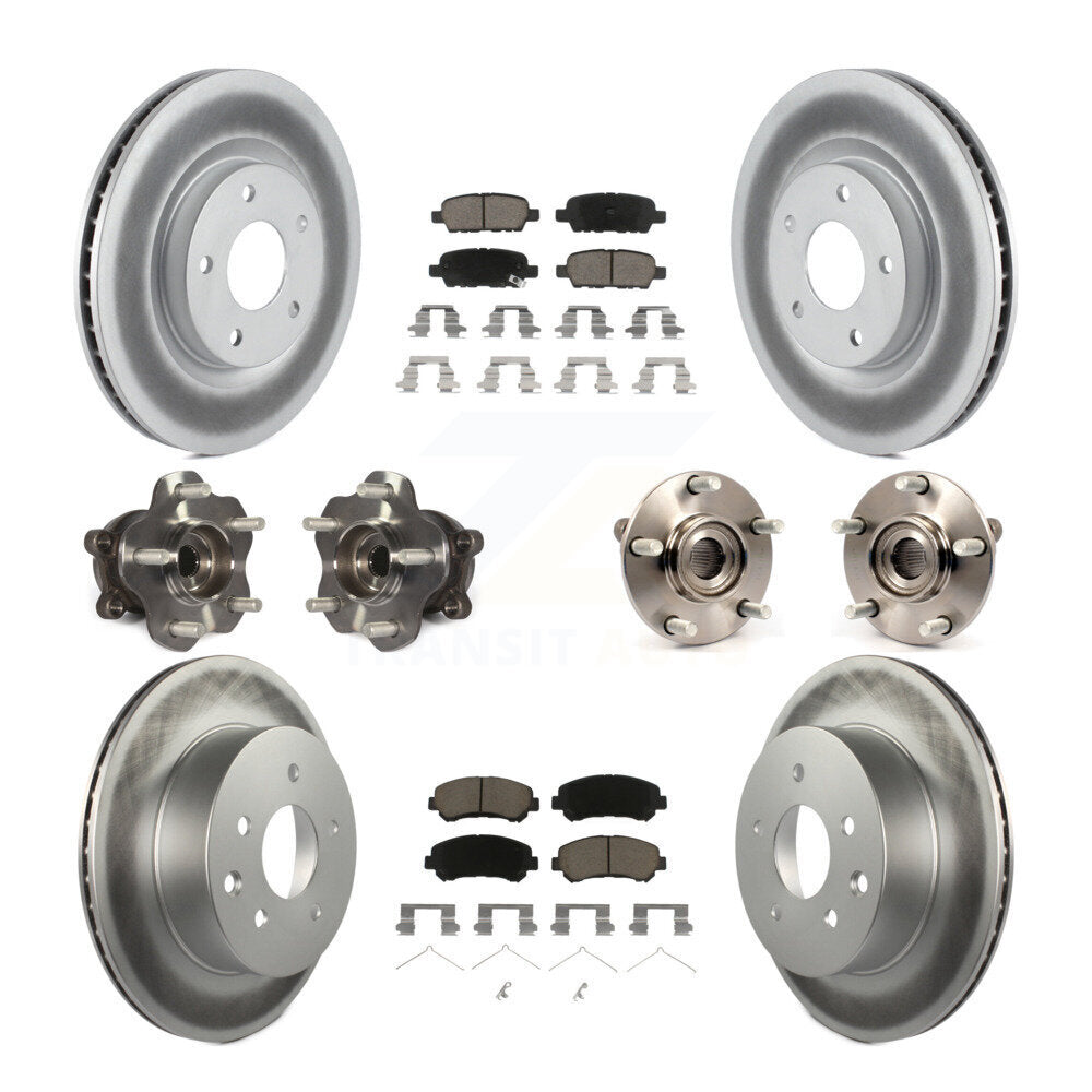 Hub Bearing Coated Brake Rotor Pad Front Rear Kit (10Pc) For Nissan Rogue Select
