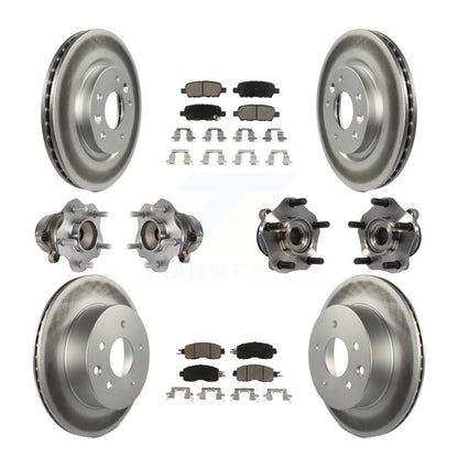 Hub Bearing Coated Disc Brake Rotor & Pads Front Rear Kit (10Pc) For Nissan LEAF