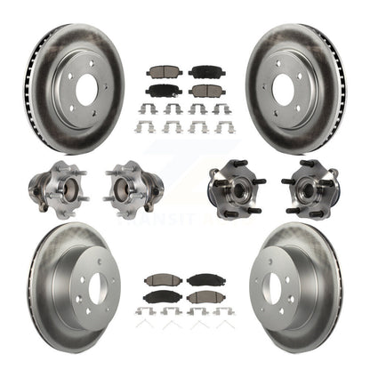 Hub Bearing Coated Disc Brake Rotor & Pads Front Rear Kit (10Pc) For Nissan LEAF