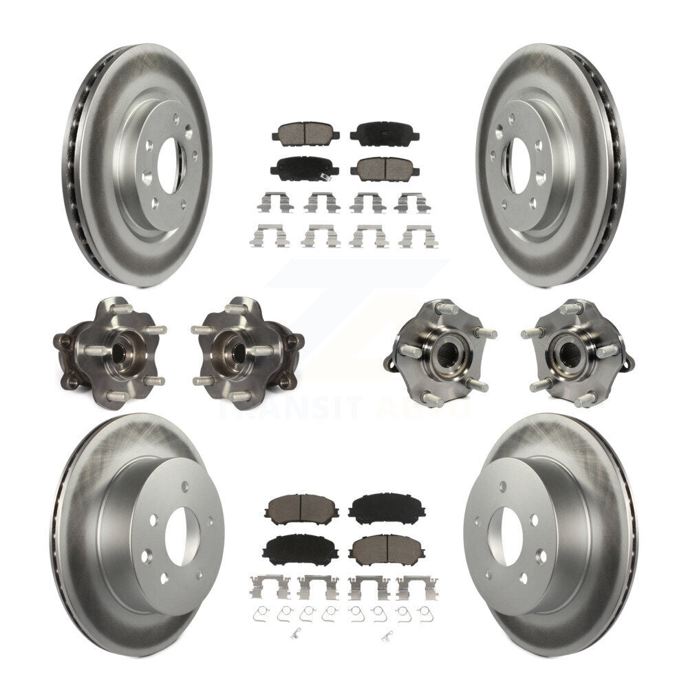 Hub Bearing Coated Brake Rotor Pads Front Rear Kit (10Pc) For Nissan Rogue Sport