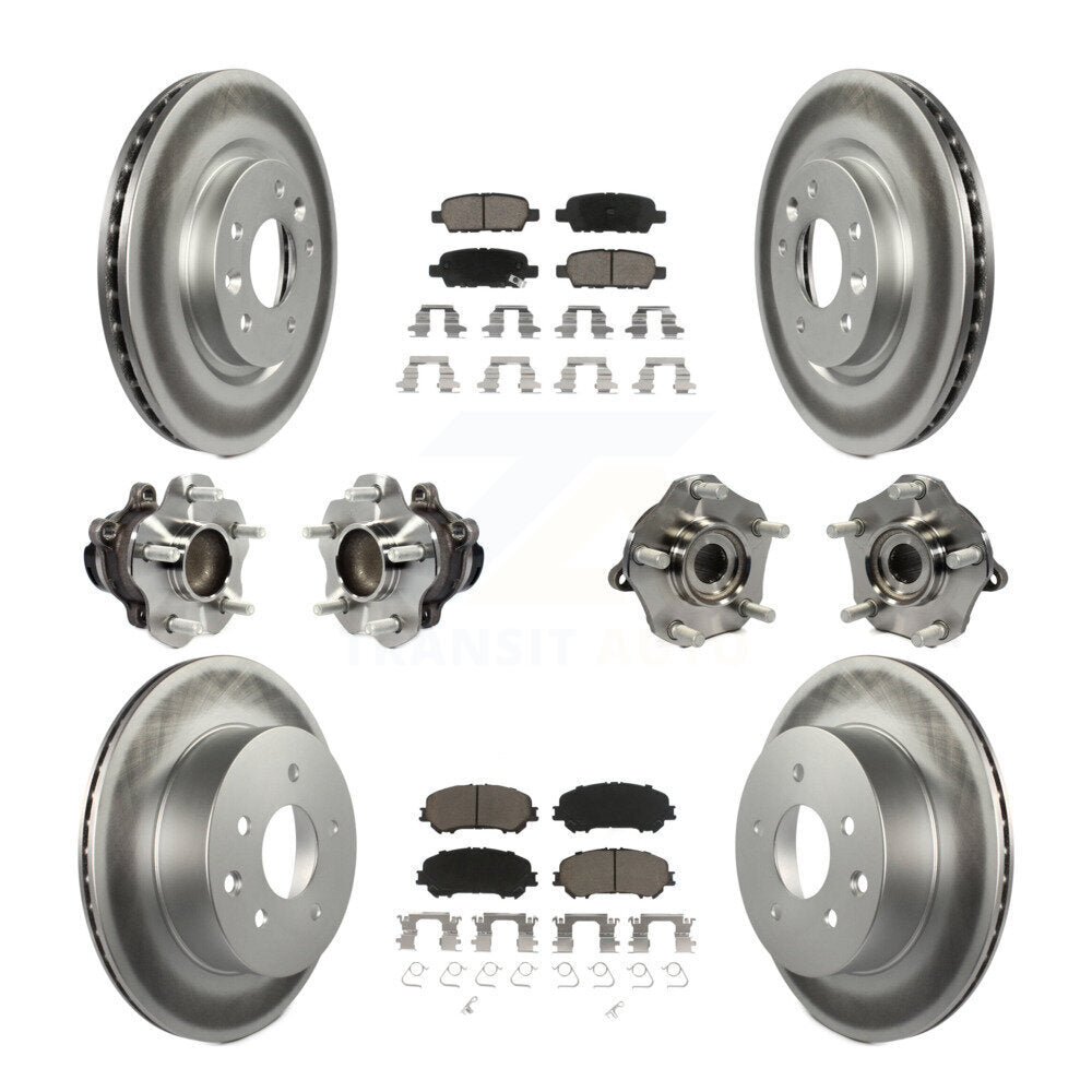 Hub Bearing Coated Brake Rotor Pads Front Rear Kit (10Pc) For Nissan Rogue Sport