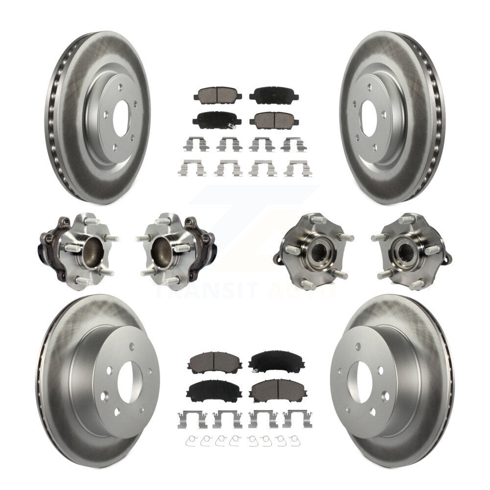 Hub Bearing Coated Disc Brake Rotor & Pad Front Rear Kit (10Pc) For Nissan Rogue